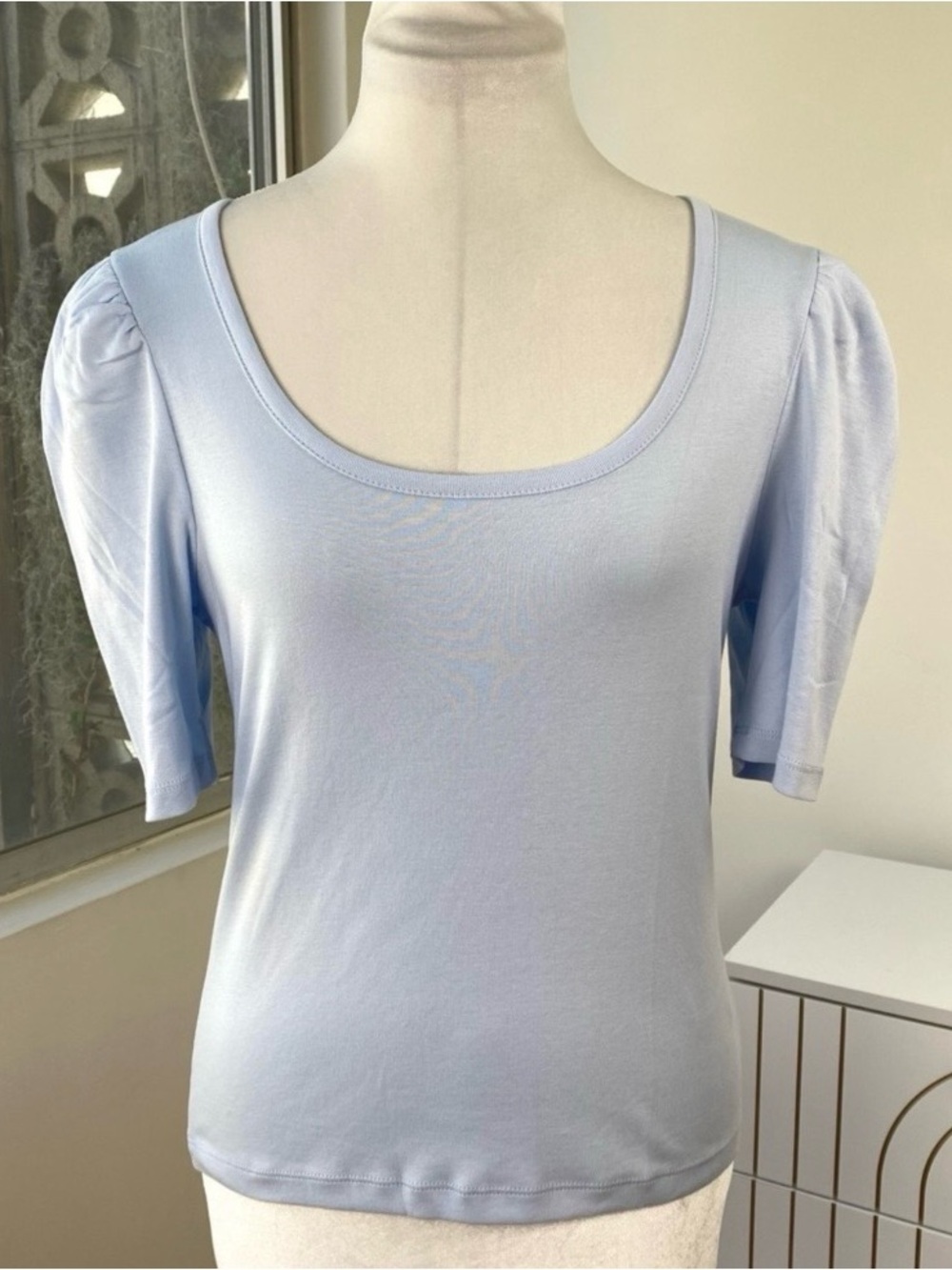 Madewell Light Blue Scoop Neck Short Sleeve Top